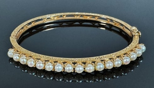 14K Gold and Pearl Bracelet