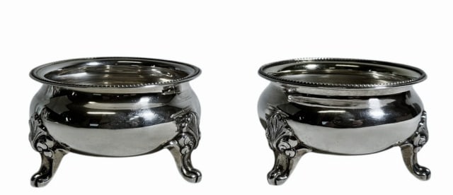 1815 American Coin Silver Salts, W. Adams NY (2pc) (1 of 7)