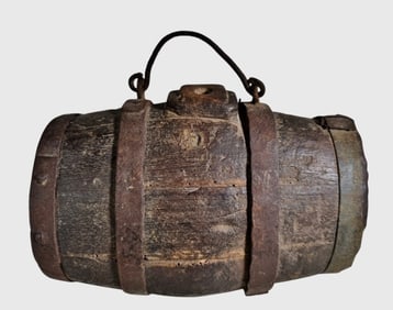 Revolutionary War Iron Banded Wooden Canteen