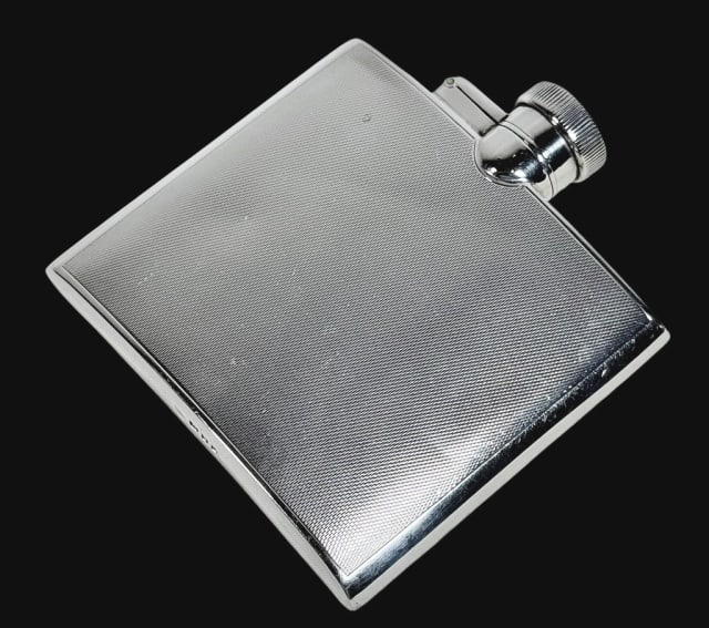 Antique English Sterling Silver Flask, Goldsmiths (1 of 7)