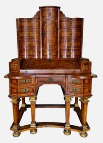 18th C. Austrian Burl Rococo Secretary Desk
