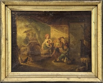 19th C. Continental Oil on Canvas Genre Painting