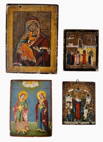 19th C. Painted Christian Orthodox Icons (4pc)