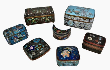 Antique Chinese Qing Cloisonne Boxes (7pc)