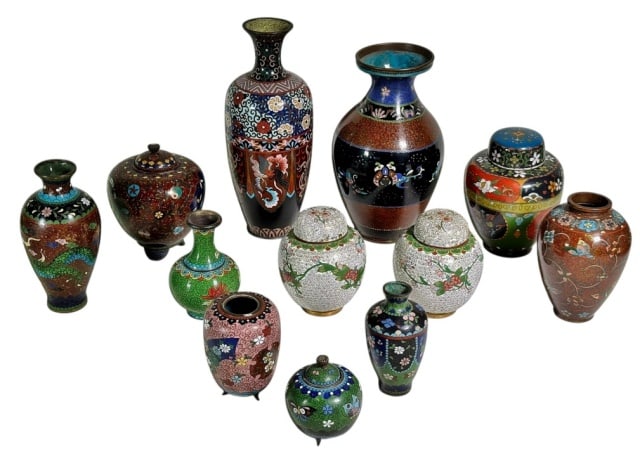 Chinese Qing Cloisonne Vases, Urns (12pc) (1 of 6)