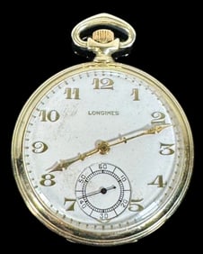 Antique Longines 17J 14K Gold Case Pocket Watch