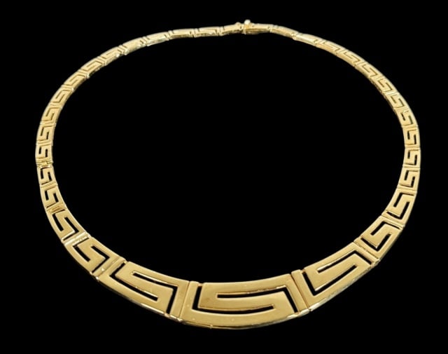 Vintage 14K Gold Greek Key Necklace (1 of 3)