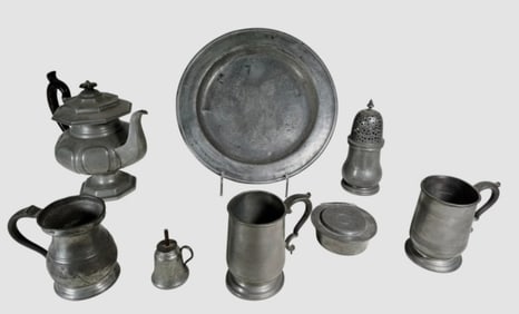 18th - 19th C. English,  American Pewter (8pc)