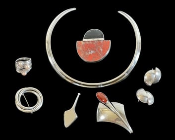 Sterling Silver Modernist Jewelry (8pc)