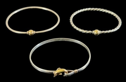 Cape Cod Bracelets, 14K Gold Sterling Silver (3pc)