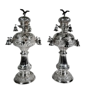 Antique .835 Silver Rimonim Torah Finials (2pc)