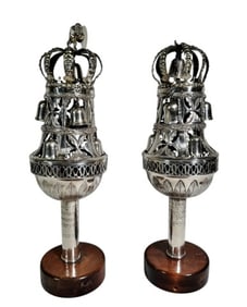 Antique Continental Silver Torah Finials (2pc)