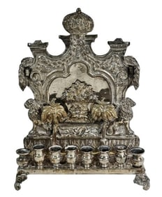 Antique Polish Silver Plate Menorah