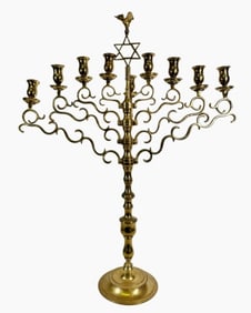Large Cast Brass Hanukkah Menorah
