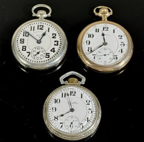 21J Pocket Watches Elgin, Hamilton, Illinois (3pc)