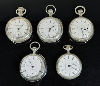 Antique Pocket Watches, Elgin (5pc)