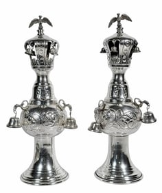 Antique Continental Silver Torah Finials (2pc)