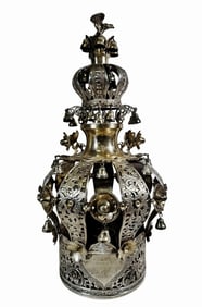 Antique Russian Sterling Silver Overlay Torah Crown