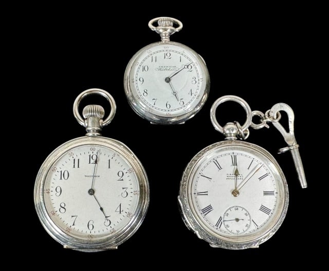 Antique Coin Silver Pocket Watches (3pc) (1 of 8)