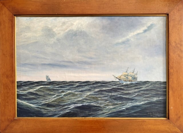 Large Oil on Canvas Painting, Arthur Dietrich 1923 (1 of 4)