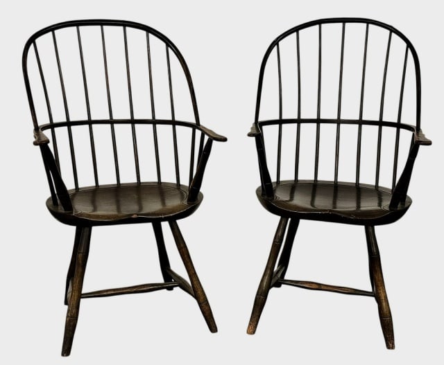 Matching Pair Period American Windsor Chairs (2pc) (1 of 9)