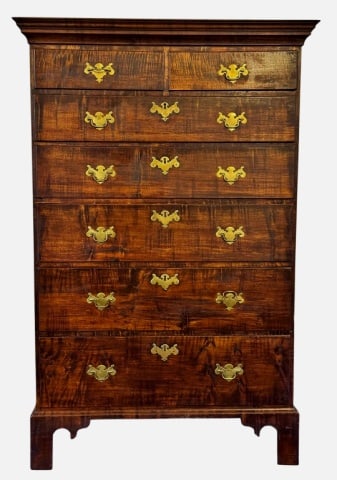 18th C New England Tiger Maple Chest of Drawers (1 of 8)