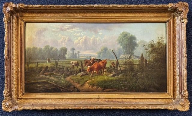 19th C. Oil on Canvas Painting, Copeland (1 of 4)