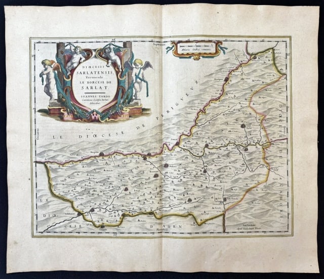1642 Map of Sarlat, France, Willem Blaeu (1 of 6)