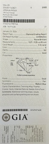 GIA Certified Diamond, 3.34 cts, SI2, E Color - 5