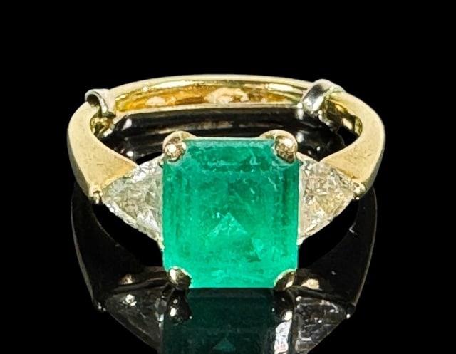 Two 14K Gold Diamond, Emerald Rings (2pc) - 2