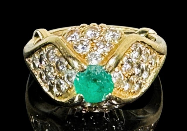 Two 14K Gold Diamond, Emerald Rings (2pc) - 5
