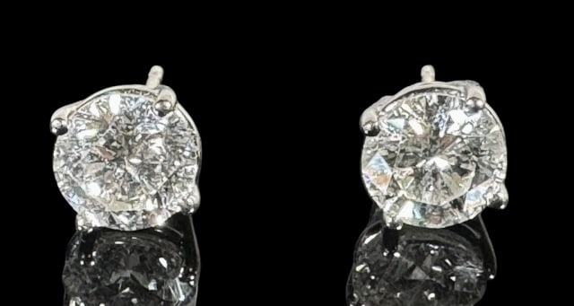 Pair 14K Gold Diamond Earrings (2pc) (1 of 3)