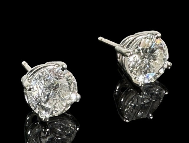 Pair 14K Gold Diamond Earrings (2pc) - 2