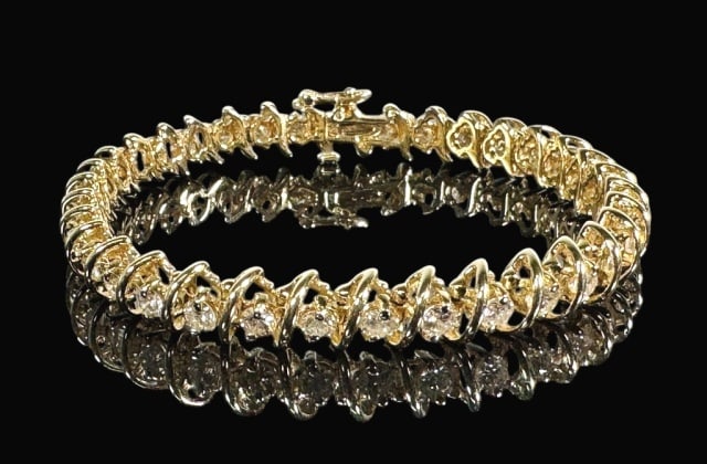 Vintage 14K Gold, Diamond Bracelet (1 of 4)