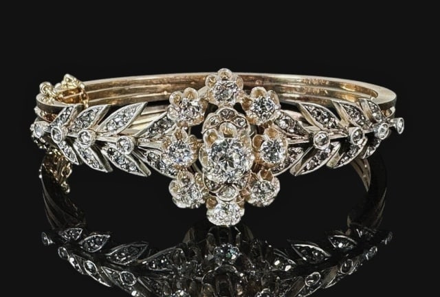 Cased Antique 14K Gold and Diamond Bracelet (1 of 8)