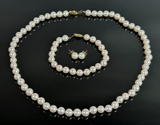 Cultured Pearl Necklace, Bracelet, Earrings (4pc) (1 of 5)