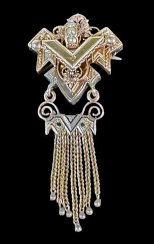 19th C Victorian 14K Gold, Pearl Chatelaine Pin (1 of 4)