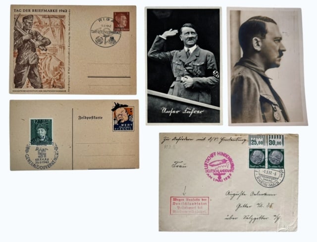 Postals, Airship Hindenburg, Adolph Hitler (5pc) (1 of 8)