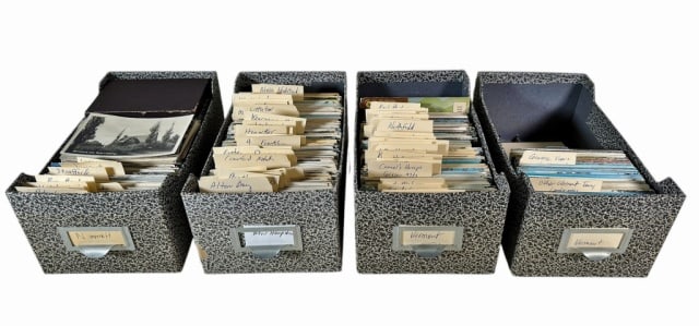 Vintage Postcards, NH & Vermont (1500+pc): Collection of 1500+ vintage postcards of New Hampshire and Vermont towns, cities, and landmarks, with several hundred cards highlighting scenic vistas of Vermont's Green Mountains, New Hampshire's Mt.