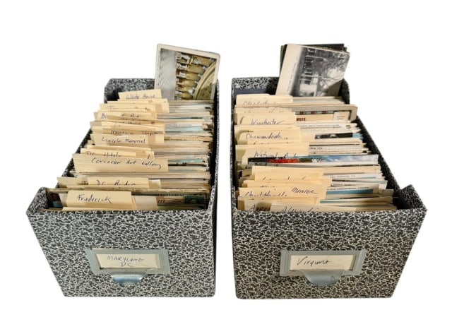 Vintage Postcard Coll, VA, WVA, DC, MD (850+): Collection of 850+ vintage postcards of towns, cities, and landmarks in Virginia, West Virginia, Washington, D.C, and Maryland. More than 90% of this collection are cards issued before 1940, most like