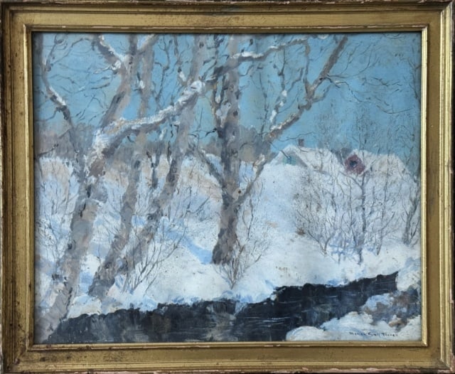 Oil on Canvas Painting Winter Scene, Marion Traver (1 of 3)