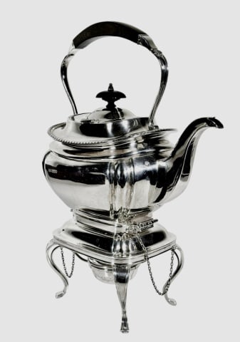1911 George V Sterling Silver Tea Kettle on Stand (1 of 9)