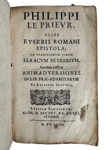 Book, "Philippi Le Prieur, Alias Eusebii (1658) (1 of 4)