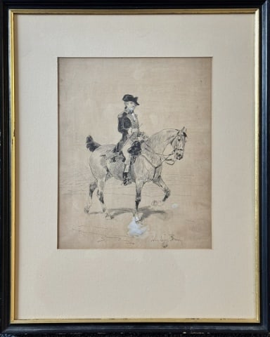 Ink Drawing, Rev. War Officer, Artist J. L. Brown (1 of 4)