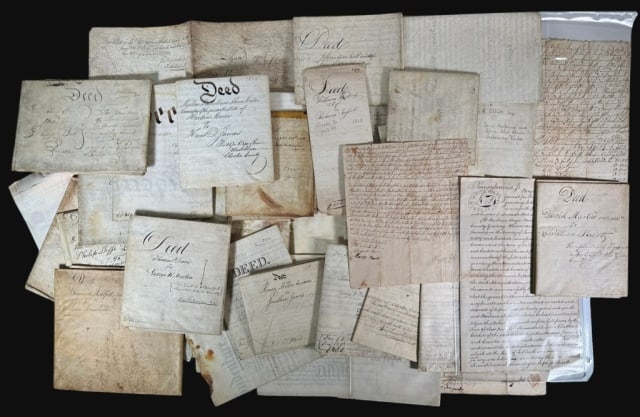 18th &19th C PA Deeds, Berks, Chester, More (32pc): Collection of Thirty Two 18th and19th Century Pennsylvania Deeds from Counties Dating from 1768-1851:BERKS: (1) Township of Alsace, 1768; (1) Deed written in German, Berks County, 1772; (1)