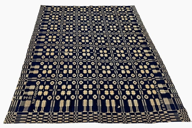 1846 Dated Jacquard Woven Coverlet, Michigan (1 of 7)