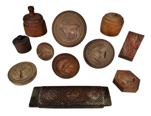 Antique Carved Wooden Butter, Baking Molds (11pc) (1 of 12)