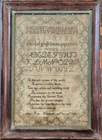 1836 Dated Sampler, Ann Fish, Wareham MA (1 of 4)