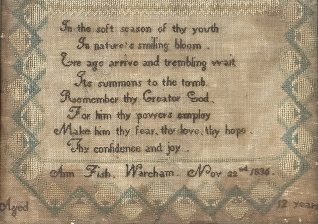 1836 Dated Sampler, Ann Fish, Wareham MA - 4