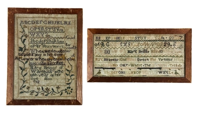 Early 19th C Dated Samplers, Wareham, MA (2pc) (1 of 7)
